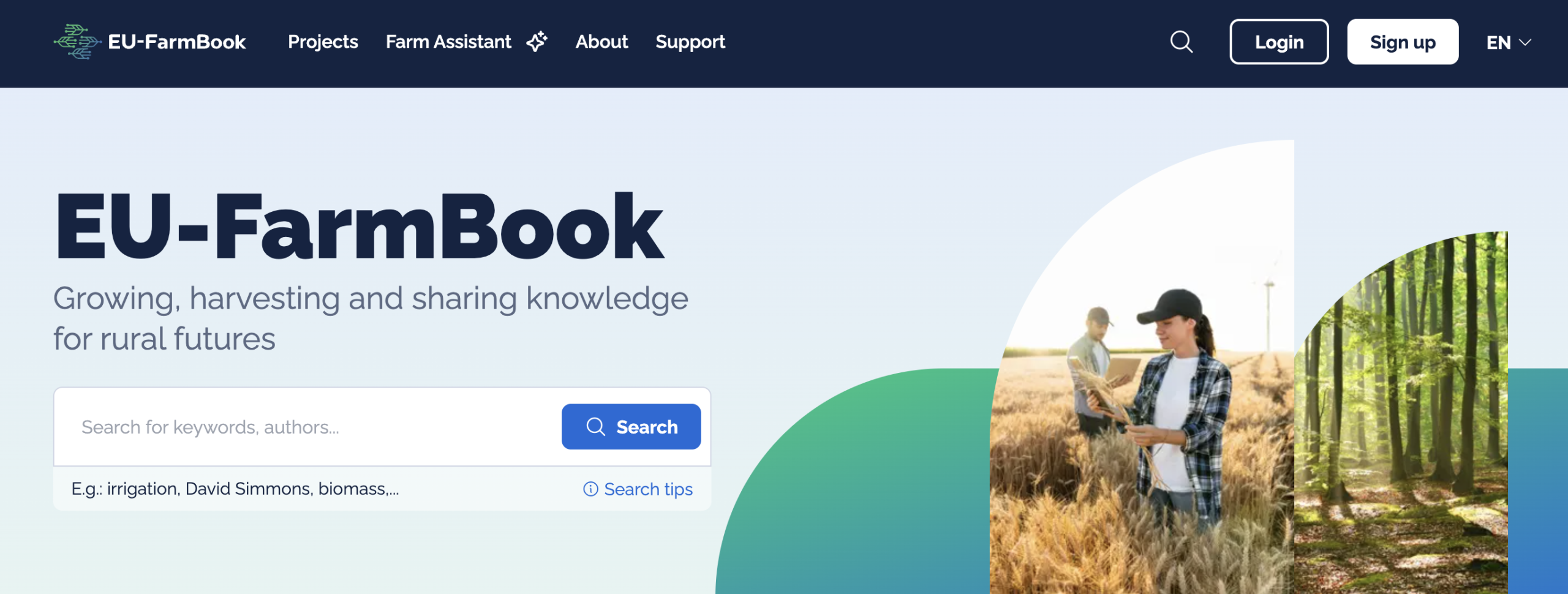 EU FarmBook website homepage